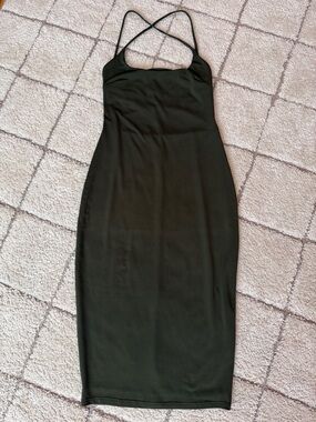 Windsor dark green Crossback Midi Dress